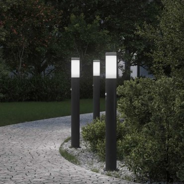 vidaXL Φωτιστικά Κολωνάκια με Αισθητήρα 3 τεμάχια από Ανοξείδωτο Ατσάλι 80 εκ. IP44