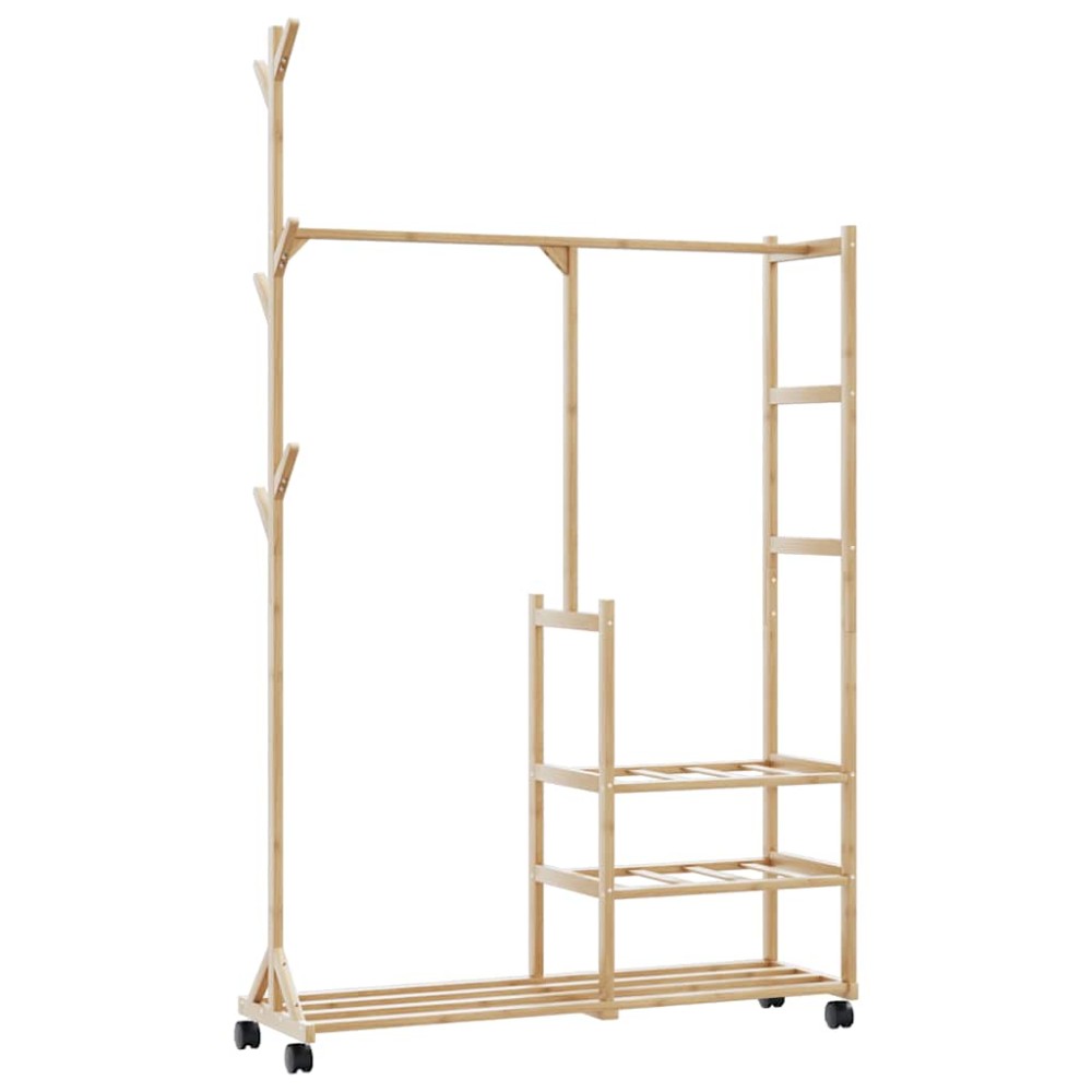 vidaXL Ράφι Ρούχων με Ράφια και Ρόδες 100x38x175,5 εκ. από Μπαμπού