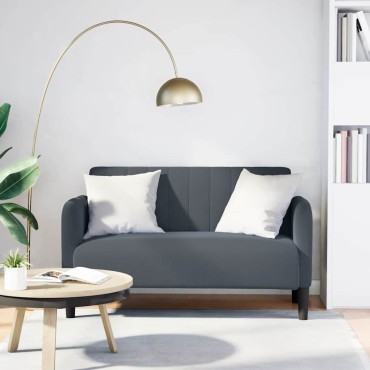 vidaXL Καναπές Διθέσιος Σκούρο Γκρι Βελούδος 124x68x74cm 1 τεμ.