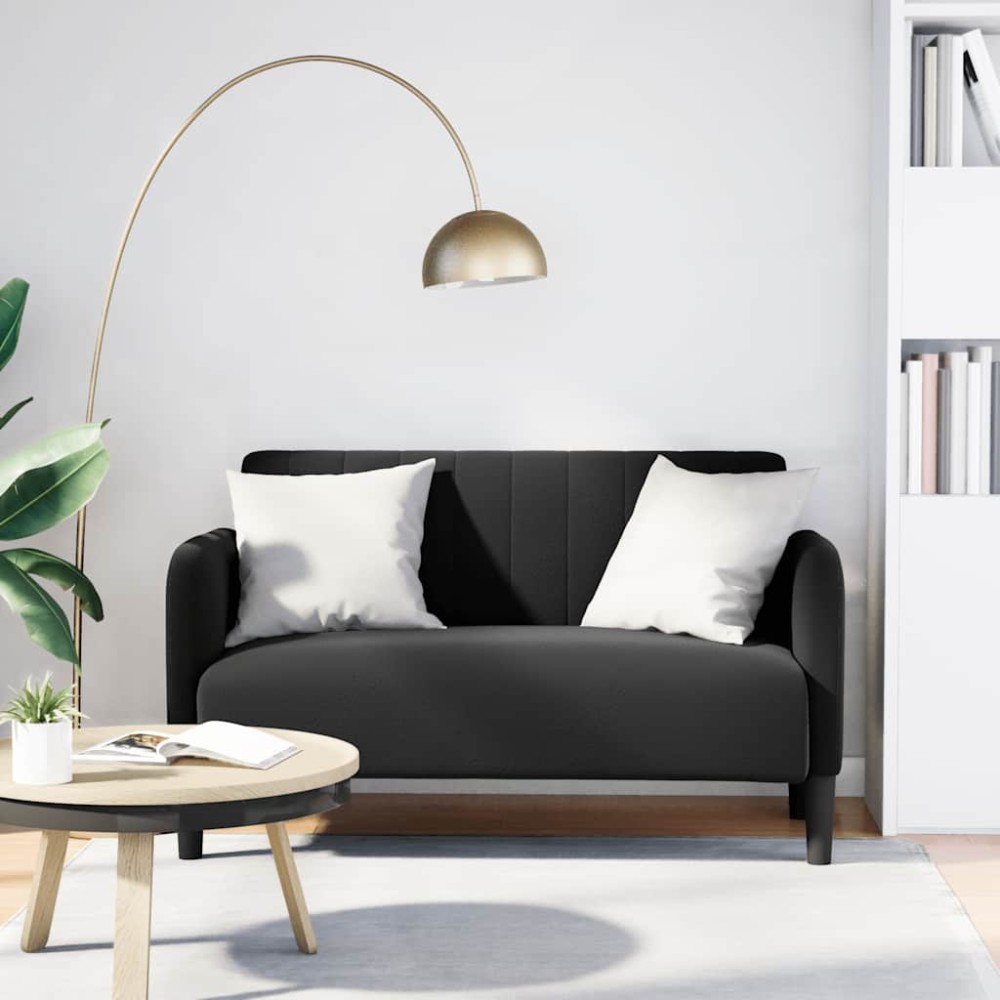 vidaXL Καναπές Διθέσιος Μαύρος Βελούδινος 124x68x74cm 1 τεμ.