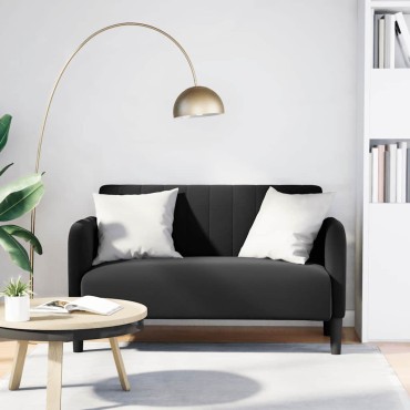 vidaXL Καναπές Διθέσιος Μαύρος Βελούδινος 124x68x74cm 1 τεμ.