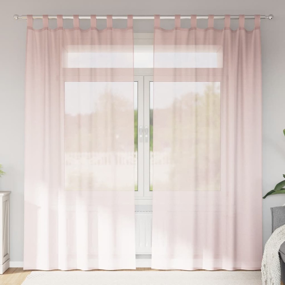 vidaXL Κουρτίνες Voile με Θηλιές 2 τεμ. Ανοιχτό Ροζ 140x225cm