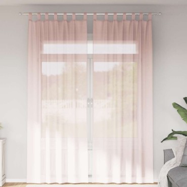 vidaXL Κουρτίνες Voile με Θηλιές 2 τεμ. Ανοιχτό Ροζ 140x260cm