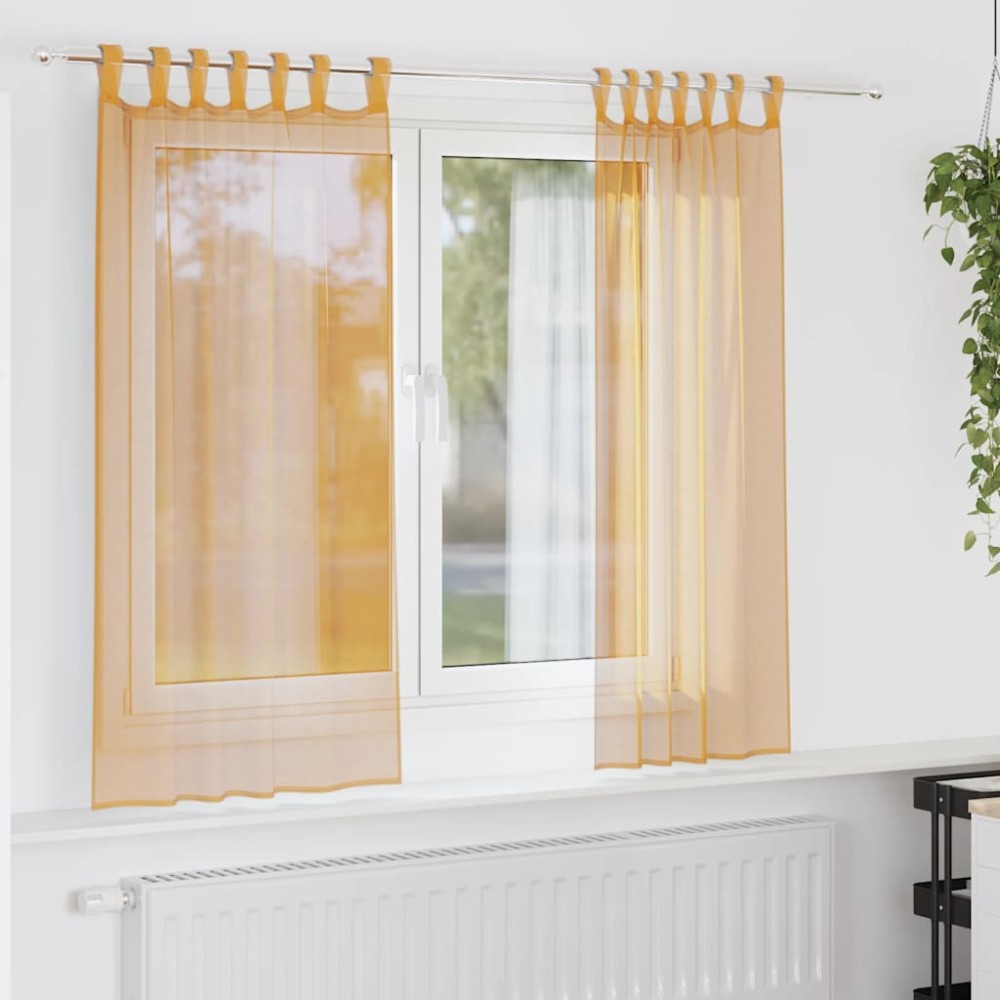 vidaXL Κουρτίνες Voile με Θηλιές 2 τεμ. Πορτοκαλί 140x140cm