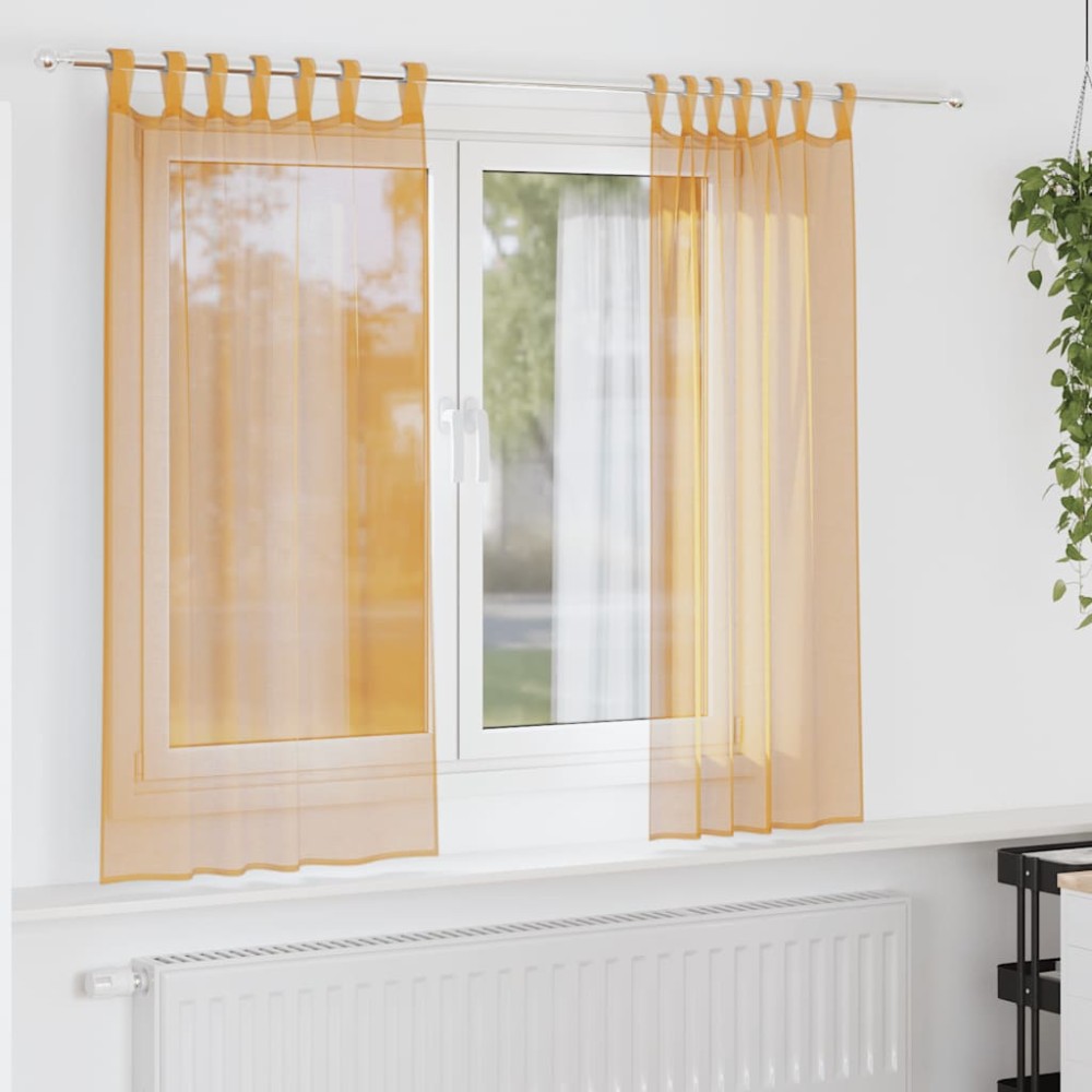 vidaXL Κουρτίνες Voile με Θηλιές 2 τεμ. Πορτοκαλί 140x175cm