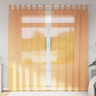 vidaXL Κουρτίνες Voile με Θηλιές 2 τεμ. Πορτοκαλί 140x225cm