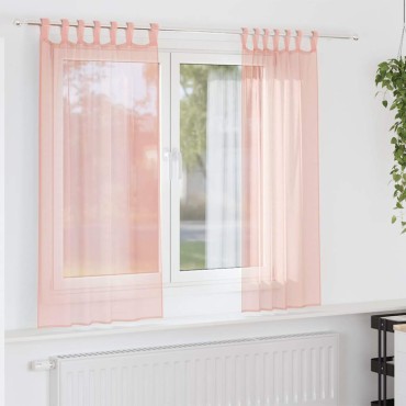 vidaXL Κουρτίνες Voile με Θηλιές 2 τεμ. Ροζ 140x175cm