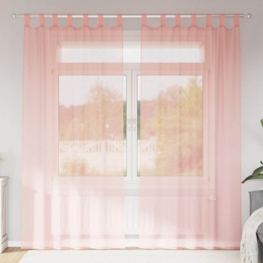 vidaXL Κουρτίνες Voile με Θηλιές 2 τεμ. Ροζ 140x225cm