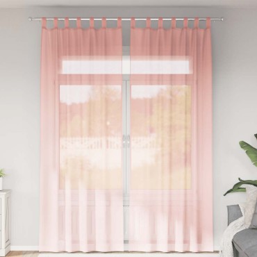 vidaXL Κουρτίνες Voile με Θηλιές 2 τεμ. Ροζ 140x260cm