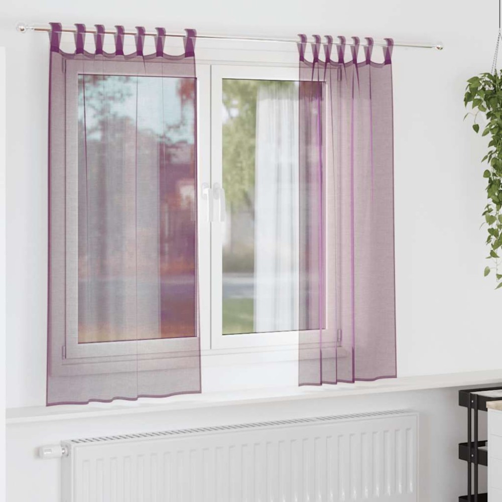 vidaXL Κουρτίνες Voile με Θηλιές 2 τεμ. Μωβ 140x175cm
