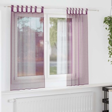 vidaXL Κουρτίνες Voile με Θηλιές 2 τεμ. Μωβ 140x175cm