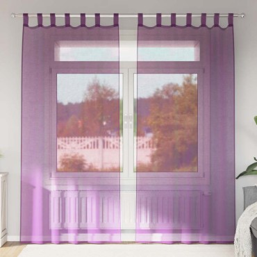 vidaXL Κουρτίνες Voile με Θηλιές 2 τεμ. Μωβ 140x225cm