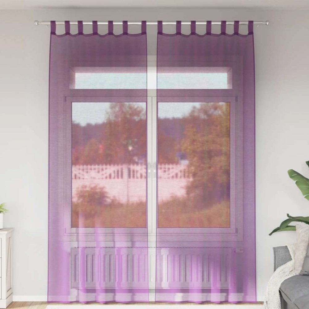 vidaXL Κουρτίνες Voile με Θηλιές 2 τεμ. Μωβ 140x260cm