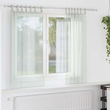vidaXL Κουρτίνες Voile με Θηλιές 2 τεμ. Ανοιχτό Γκρι 140x175cm