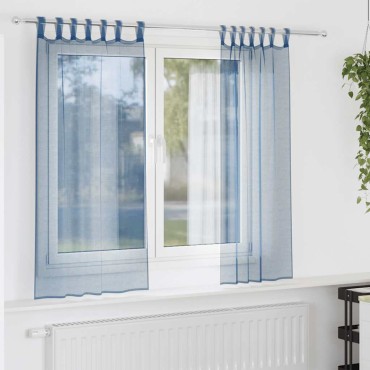 vidaXL Κουρτίνες Voile με Θηλιές 2 τεμ. Μπλε Ρουαγιάλ 140x140cm