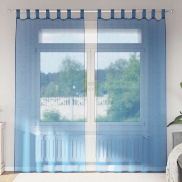 vidaXL Κουρτίνες Voile με Θηλιές 2 τεμ. Μπλε Ρουαγιάλ 140x225cm