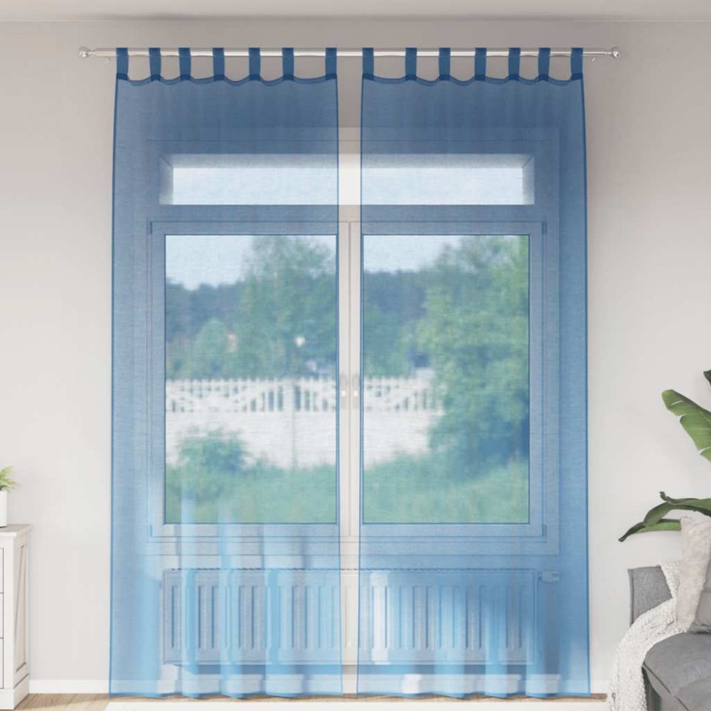 vidaXL Κουρτίνες Voile με Θηλιές 2 τεμ. Μπλε Ρουαγιάλ 140x260cm
