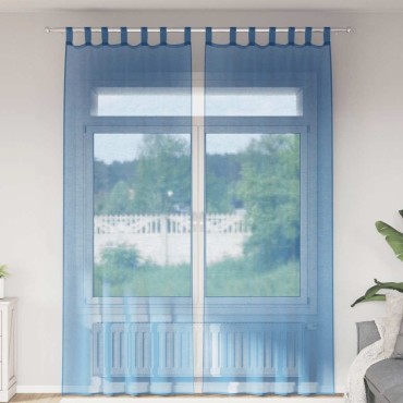 vidaXL Κουρτίνες Voile με Θηλιές 2 τεμ. Μπλε Ρουαγιάλ 140x260cm