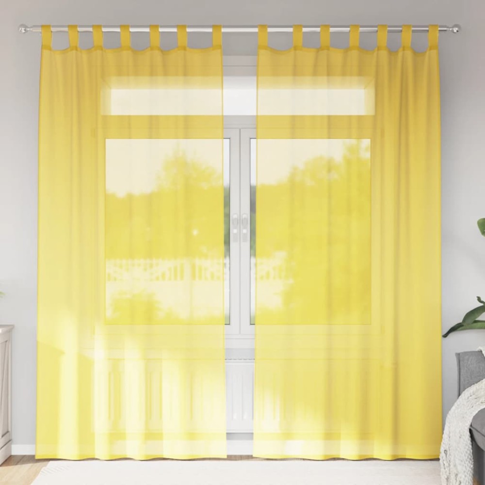 vidaXL Κουρτίνες Voile με Θηλιές 2 τεμ. Κίτρινες 140x245cm
