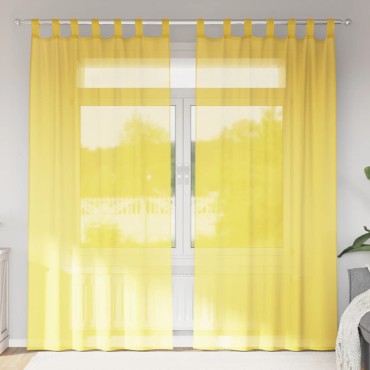 vidaXL Κουρτίνες Voile με Θηλιές 2 τεμ. Κίτρινες 140x245cm