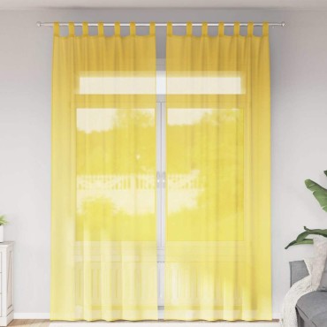 vidaXL Κουρτίνες Voile με Θηλιές 2 τεμ. Κίτρινες 140x260cm