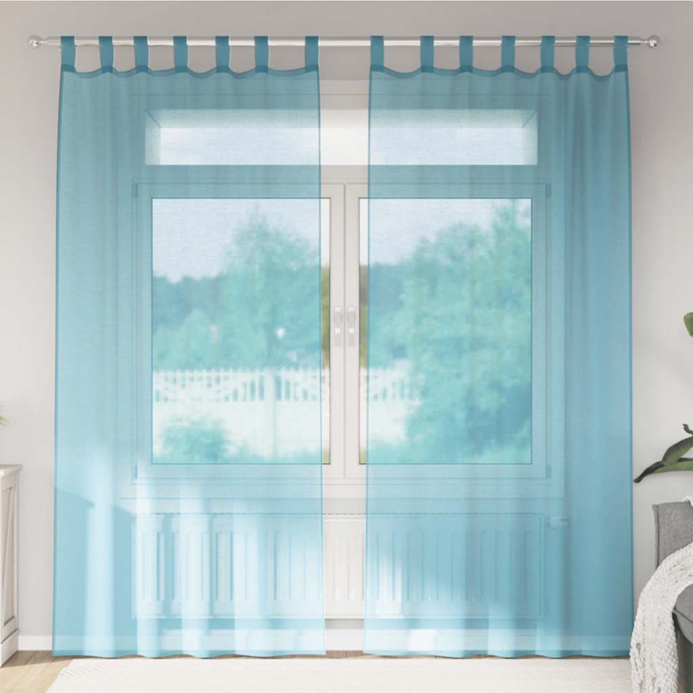 vidaXL Κουρτίνες Voile με Θηλιές 2 τεμ. Τυρκουάζ 140x225cm