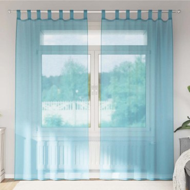 vidaXL Κουρτίνες Voile με Θηλιές 2 τεμ. Τυρκουάζ 140x245cm