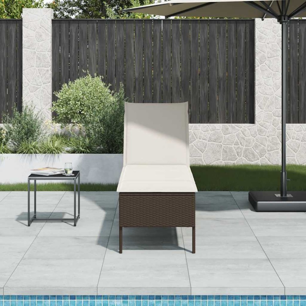 vidaXL Ξαπλώστρα με Μαξιλάρι Καφέ 55x200x44cm από Συνθετικό Ρατάν 1 τεμ.