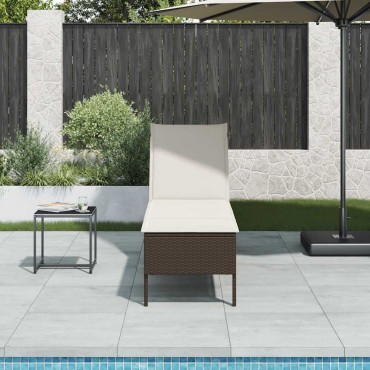 vidaXL Ξαπλώστρα με Μαξιλάρι Καφέ 55x200x44cm από Συνθετικό Ρατάν 1 τεμ.