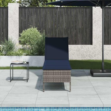 vidaXL Ξαπλώστρα με Μαξιλάρι Γκρι 55x200x44cm από Συνθετικό Ρατάν 1 τεμ.