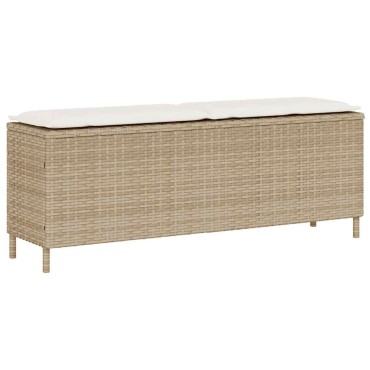vidaXL Παγκάκι Κήπου με Μαξιλάρι Μπεζ 110x30x40,5cm από Συνθετικό Ρατάν 1 τεμ.
