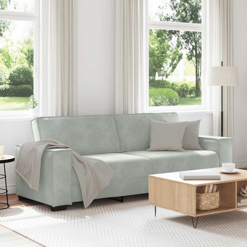 vidaXL Τριθέσιος Καναπές Ανοιχτό Γκρι 220x78x84cm Βελούδο