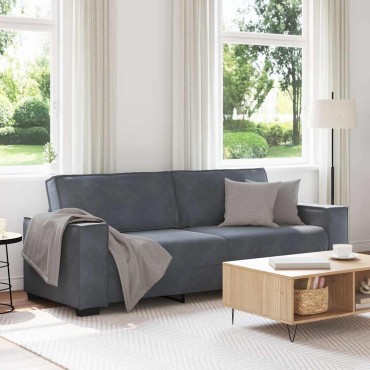 vidaXL Τριθέσιος Καναπές Σκούρο Γκρι 220x78x84cm Βελούδο