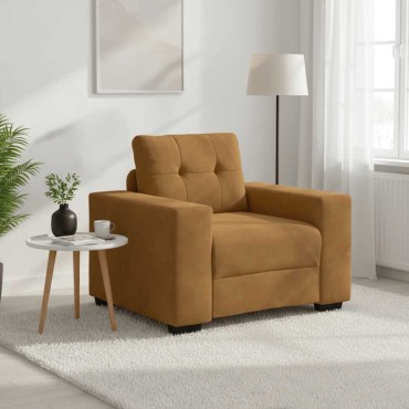 vidaXL Πολυθρόνα Καφέ Βελούδινη 100x78x80cm 1 τεμ. Γωνιακός