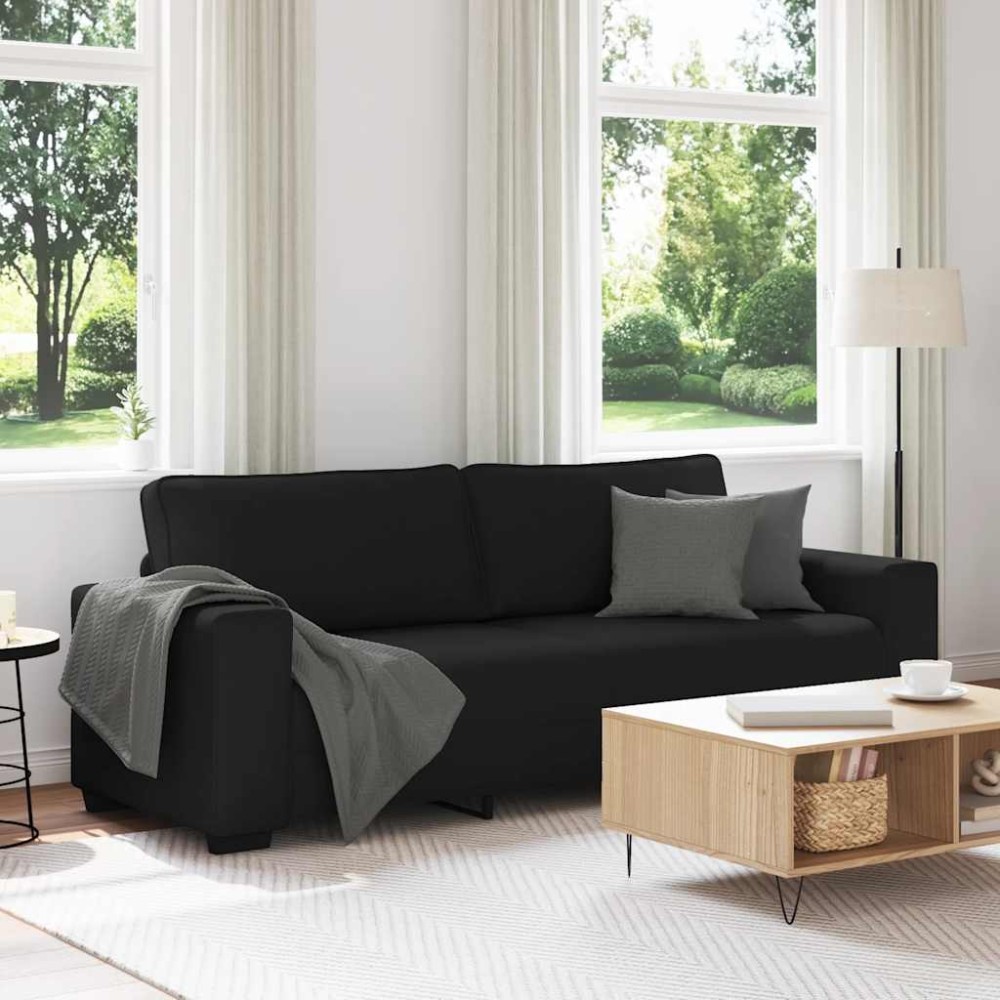 vidaXL Τριθέσιος Καναπές Μαύρος 220x77x82cm Ύφασμα