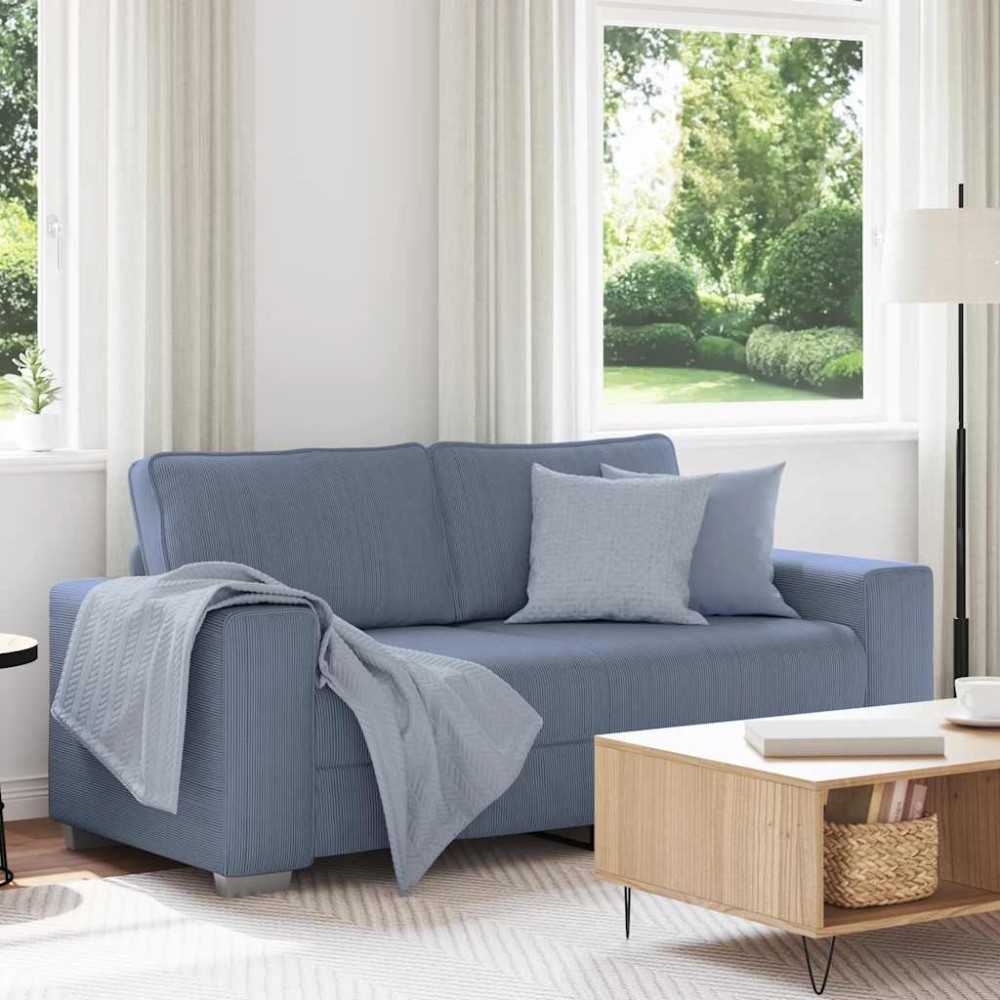vidaXL Διθέσιος Καναπές-Ρολόι Μπλε 180x77x82cm από Ύφασμα Κοτλέ