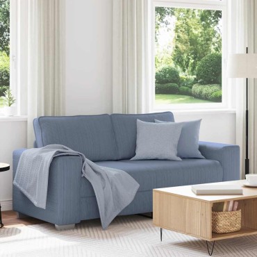 vidaXL Διθέσιος Καναπές-Ρολόι Μπλε 180x77x82cm από Ύφασμα Κοτλέ