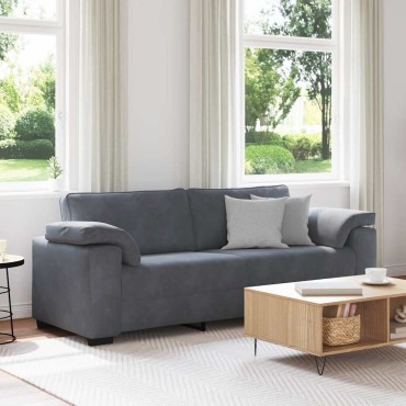 vidaXL Τριθέσιος Καναπές Σκούρο Γκρι 220x77x82cm Βελούδο