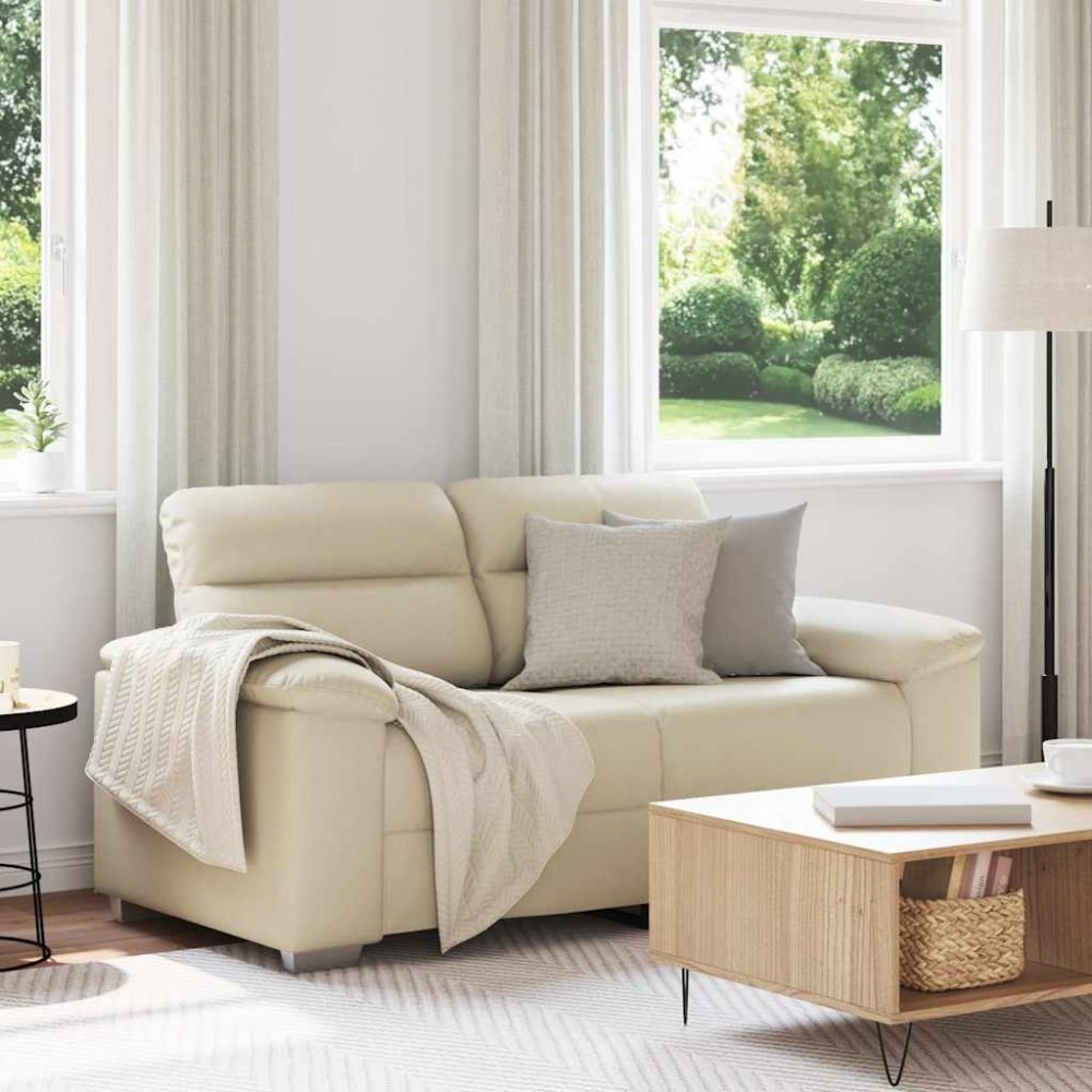 vidaXL Διθέσιος Καναπές Κρεμ 160x81x84cm από Συνθετικό Δέρμα
