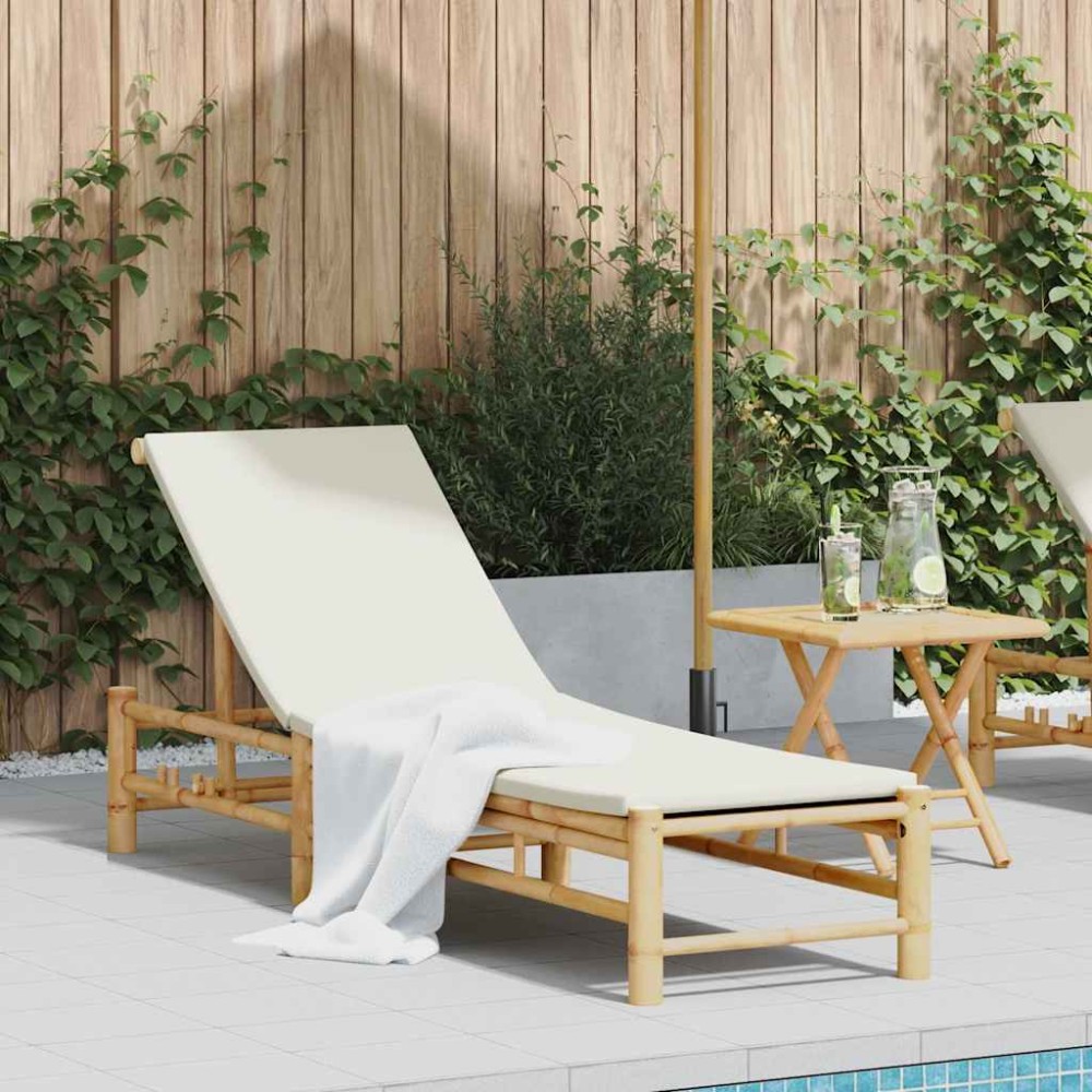 vidaXL Ξαπλώστρα με Μαξιλάρια 55x199x30cm από Μπαμπού 1 τεμ.