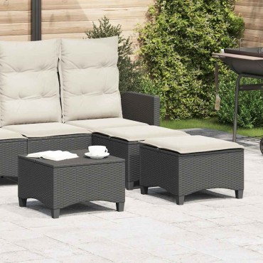 vidaXL Σκαμπό Κήπου με Μαξιλάρια 2 τεμ. Μαύρα 55x55x36cm από Συνθετικό Ρατάν