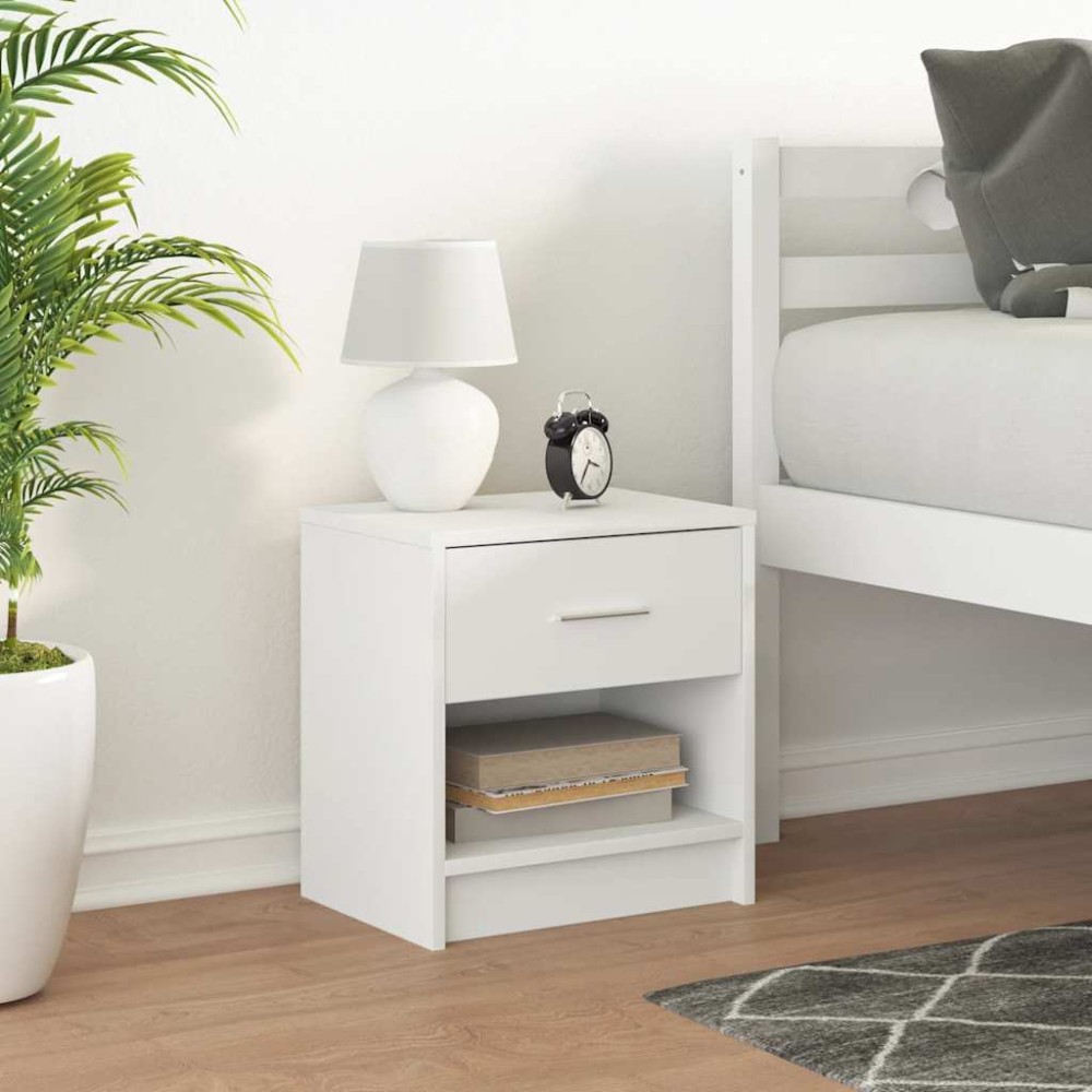 vidaXL Κομοδίνο με Συρτάρι Λευκό 39x28x41cm 1 τεμ.