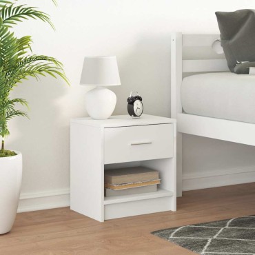 vidaXL Κομοδίνο με Συρτάρι Λευκό 39x28x41cm 1 τεμ.