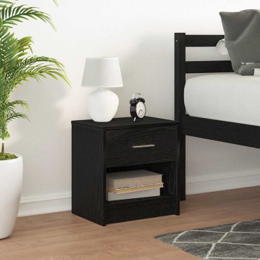 vidaXL Κομοδίνο με Συρτάρι Μαύρο 39x28x41cm 1 τεμ.