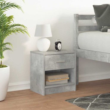 vidaXL Κομοδίνο με Συρτάρι Γκρι Σκυρόδεμα 39x28x41cm 1 τεμ.