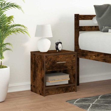 vidaXL Κομοδίνο με Συρτάρι σε Καπνιστή Δρυς 39x28x41cm 1 τεμ.