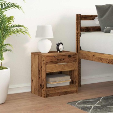 vidaXL Κομοδίνο με Συρτάρι από Παλιό Ξύλο 39x28x41cm 1 τεμ.