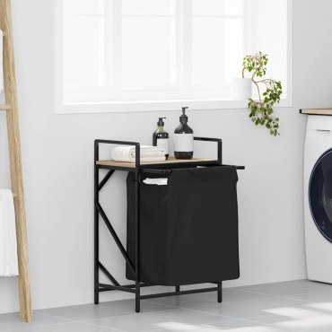 vidaXL Καλάθι Απλύτων με 1 Θήκη και Ράφι από Ξύλο Sonoma Δρυς