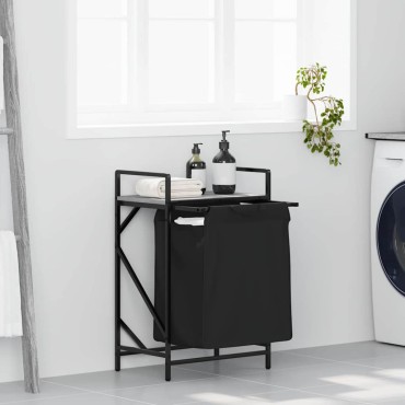 vidaXL Καλάθι Απλύτων με 1 Θήκη και Ράφι, Γκρι Sonoma