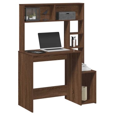 vidaXL Γραφείο με Ράφια Καφέ Δρυς 100x45x140cm από Τεχνητό Ξύλο 1 τεμ.